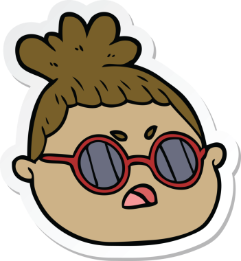 Bir insan tarafından çizilmiş karikatür kadın yüzü çıkartması.