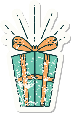 Bir insan tarafından çizilmiş dövme stili eski bir çıkartma.