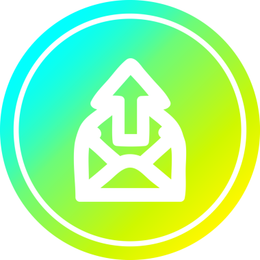 E- posta dairesel simgesini bir insan tarafından çizilmiş havalı gradyan bitiş ile gönder