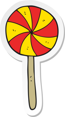 Bir insan tarafından çizilmiş şeker lolipopunun çıkartması.