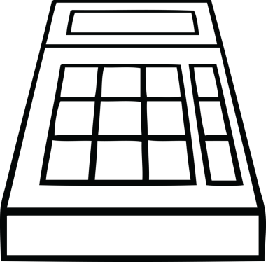 Bir insan tarafından çizilmiş bir okul hesap makinesinin çizgi çizimi