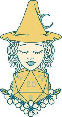 Retro Dövme Biçimli elf karakteri Bir insan tarafından çizilmiş doğal yirmi zar atışıyla