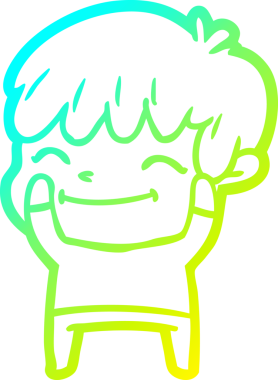 Bir çizgi film karakteri çizen soğuk çizgi bir insan tarafından çizilmiş mutlu çocuk.