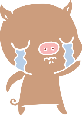 Çizgi film karakteri gibi ağlayan domuz bir insan tarafından çizilmiş el sallayarak veda ediyor.