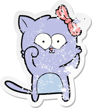 Bir insan tarafından çizilmiş karikatür bir kedinin sıkıntılı çıkartması.