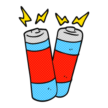 Bir insan tarafından çizilmiş karikatür pilleri.