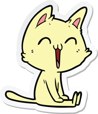 Bir insan tarafından çizilmiş mutlu çizgi film kedisinin çıkartması.