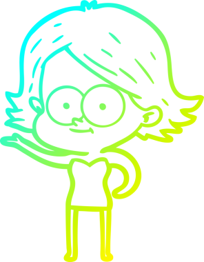 Bir insan tarafından çizilmiş mutlu çizgi film kızı çizimi.