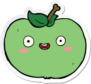 Bir insan tarafından çizilmiş çizgi film elmasının çıkartması.