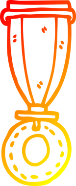 Bir insan tarafından çizilmiş bir çizgi film madalyasının sıcak çizgi çizimi