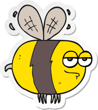 Bir insan tarafından çizilmiş mutsuz bir arının çıkartması.