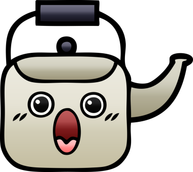 Bir insan tarafından çizilmiş gölgeli bir çaydanlık karikatürü