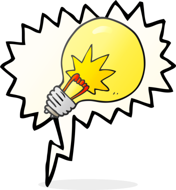 Bir insan tarafından çizilmiş serbest konuşma balonu çizgi film ampulü