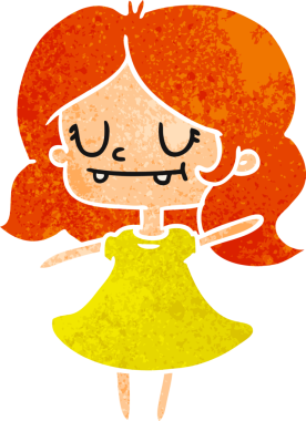 Bir insan tarafından çizilmiş sevimli bir kawai kızının serbest çizimi.