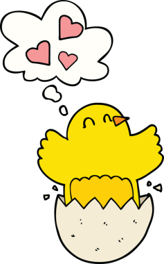 Bir insan tarafından çizilmiş düşünce baloncuğu olan yavru bir çizgi film.