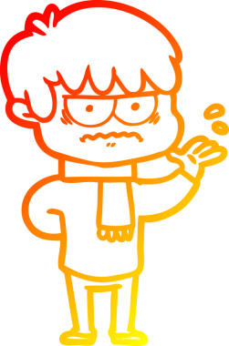 Bir insan tarafından çizilmiş kızgın çizgi film çocuğunun sıcak çizgi çizimi.