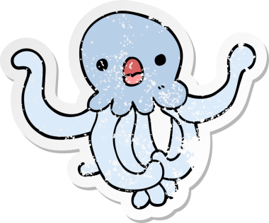 Bir insan tarafından çizilmiş karikatür denizanasının sıkıntılı çıkartması.