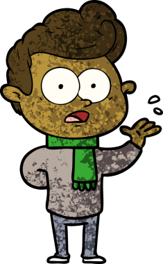 Bir insan tarafından çizilmiş çizgi film bakışlı adam.