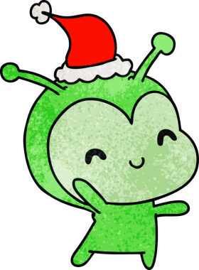 Bir insan tarafından çizilmiş Kawai uzaylısının el yapımı karikatürü.