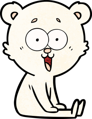 Bir insan tarafından çizilmiş gülen oyuncak ayı çizgi filmi.