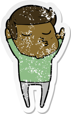 Bir insan tarafından çizilmiş karikatür mankeni adamın sıkıntılı çıkartması.