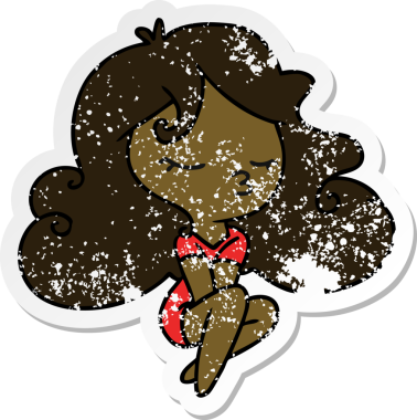 Bir insan tarafından çizilmiş tatlı kawai kızının serbest sticker 'ı.