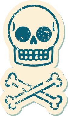 Bir insan tarafından çizilmiş bir kafatasının sembolik dövmeli görüntüsü.