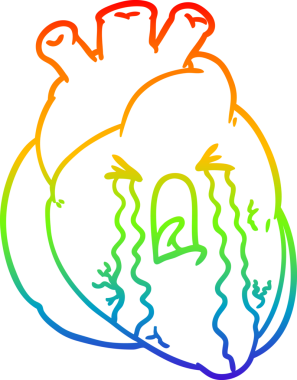 Gökkuşağı gradyan çizimi bir insan tarafından çizilmiş bir kalp karikatürü.