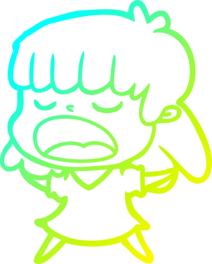 Bir insan tarafından yüksek sesle çizilmiş bir karikatür kadın çizimi.