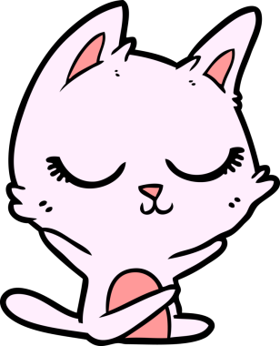 Bir insan tarafından çizilmiş sakin çizgi film kedisi.