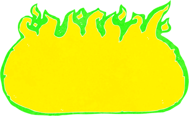 Çizgi film yeşil ateş sınırı bir insan tarafından çizildi