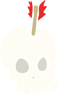 Bir insan tarafından çizilmiş oklu kafatasının düz renk çizimi