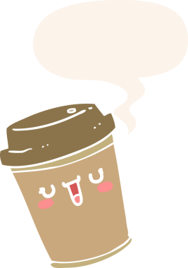 Bir insan tarafından çizilmiş eski usul konuşma baloncuklu kahveyi dışarı çıkar.