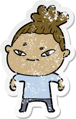 Bir insan tarafından çizilmiş karikatür bir kadının sıkıntılı çıkartması.