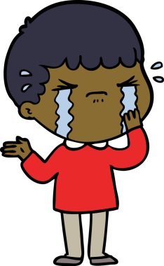 Bir insan tarafından çizilmiş ağlayan çizgi film adamı.