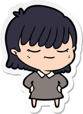 Bir insan tarafından çizilmiş bir karikatür kadının çıkartması.