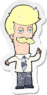 Bir insan tarafından çizilmiş bıyıklı karikatür yapıştırması.