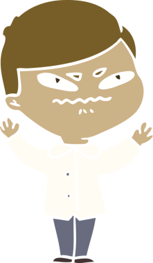 Bir insan tarafından çizilmiş düz renkli karikatür.