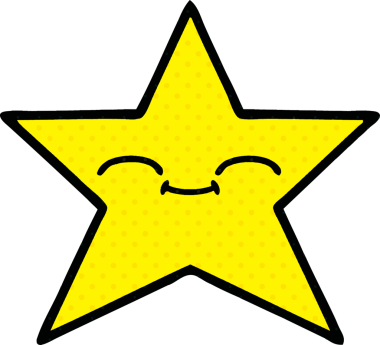 Bir insan tarafından çizilmiş bir altın yıldızın çizgi filmi.