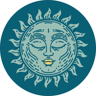 Bir insan tarafından çizilmiş bir güneşin ikonik dövme şekli