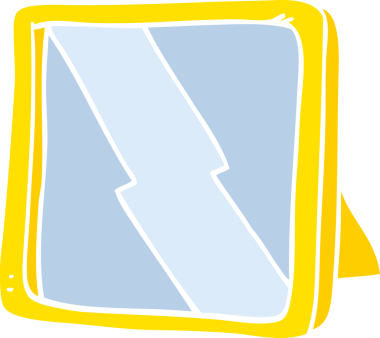 Bir insan tarafından çizilmiş düz renkli ayna çizimi