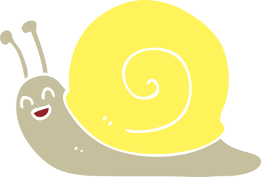 Bir insan tarafından çizilmiş düz renk çizgi film salyangozu