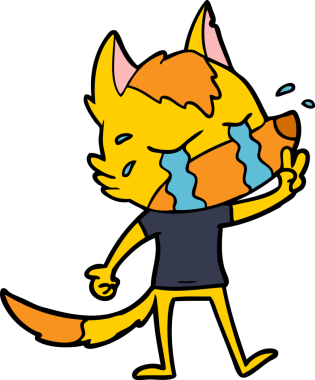 Bir insan tarafından çizilmiş tilki çizgi film karakteri