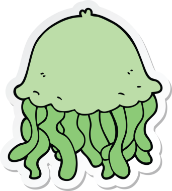 Bir insan tarafından çizilmiş bir denizanasının çıkartması.