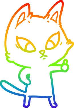 Bir insan tarafından çizilmiş kafası karışmış çizgi film kedisinin çizimi.