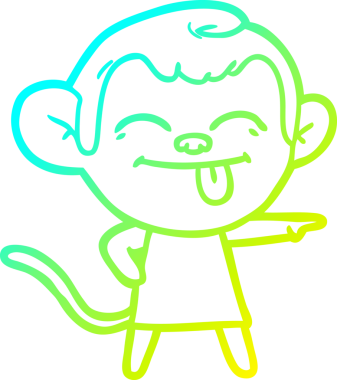 Bir insan tarafından çizilmiş komik bir çizgi maymunun soğuk çizgi çizimi