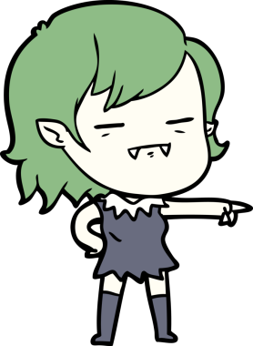 Bir insan tarafından çizilmiş ölümsüz vampir kız çizgi filmi.