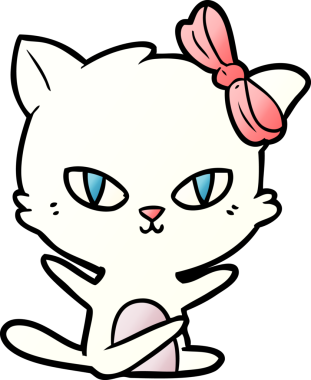 Bir insan tarafından çizilmiş sevimli çizgi film kedisi.