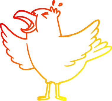 Bir insan tarafından çizilmiş çizgi film kuşunun ciyaklaması.