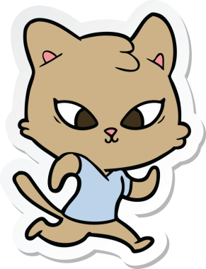 Bir insan tarafından çizilmiş şirin bir çizgi film kedisinin çıkartması.